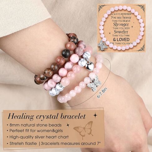 Tondiamo 4PCS Pink Positive Bracelets&Cards Gifts for Her Women, Sometimes You Forget You're Awesome Bracelet, Inspirational Gifts for Mom, Sister, Daughter on Easter Birthday Mother's Day in Saudi Arabia