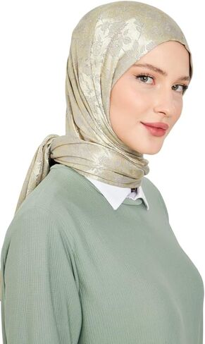 وشاح حجاب للنساء - حجاب طويل وناعم، شال، وشاح للرأس، شال جاكار لامع على شكل زهرة - 29.5 بوصة × 72.8 بوصة in Kuwait