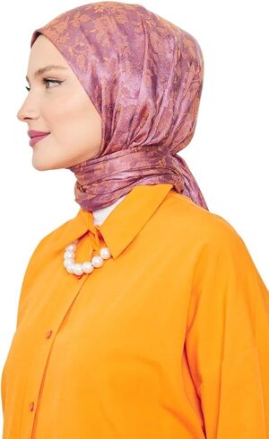 وشاح حجاب للنساء - حجاب طويل وناعم، شال، وشاح للرأس، شال جاكار لامع على شكل زهرة - 29.5 بوصة × 72.8 بوصة in Kuwait