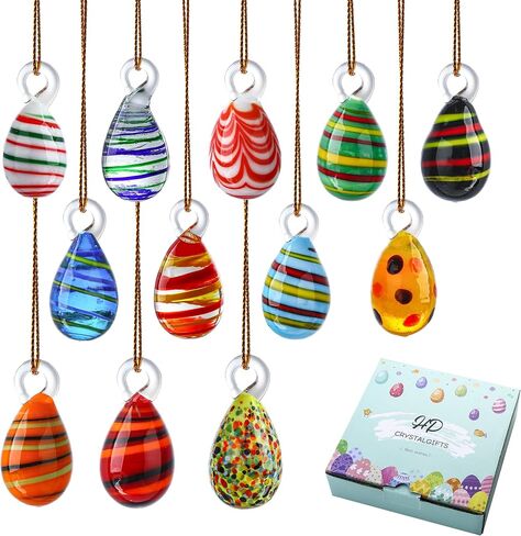 hdcrystalgifts 12pcs الحلي القلب الزجاج المنفوخ 1.4 '' متعددة الألوان القلب الحلي شنقا الحلي لشجرة عيد الميلاد عيد الحب الذكرى السنوية عيد الأم حفل زفاف الديكور in Saudi Arabia