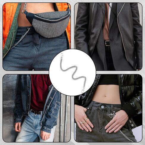 18inch Chain for Jeans Men Pants Heavy Duty Stainless Steel Wallet Chain for Jeans, 47 Cm Punk Biker Chain for Men & Women, Goth Hip Hop Pocket Key Chain with Lobster Clasps in Saudi Arabia