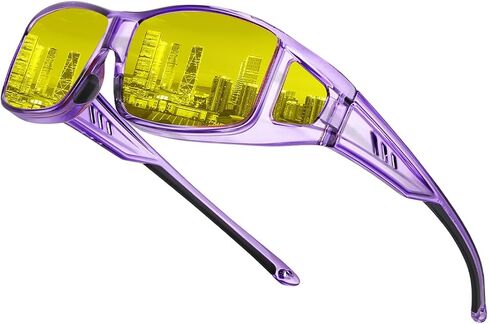 BIRCEN Night Vision Driving Glasses: Fit over Glasses for Men Women Nighttime - Yellow Anti Glare Lens for Driver Clear Sight in Saudi Arabia