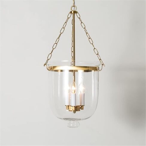 LNPTAL Modern Farmhouse Gold Lantern Pendant Light, Adjustable Height Ceiling Lamp 3-Light Clear Glass Hanging Light for Kitchen Island, Entryway, Dining Room, Foyer E12 Base(Gold) in Saudi Arabia