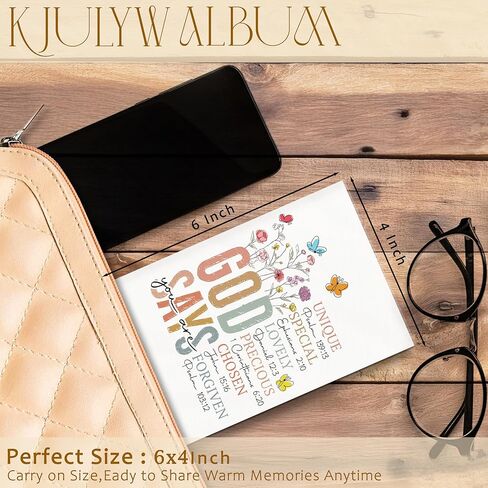 Boho Floral Christian Photo Album 4x6, God Says You Are Bible Verse Small Memory Photo Album Book for 18 Pockets Hold 36 Pictures, Photobook for Family Anniversary Travel Vacation in Saudi Arabia