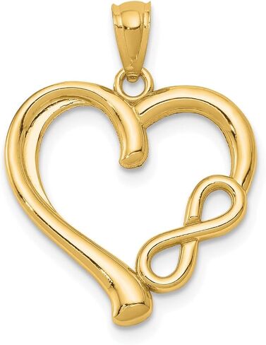 Jewelry Affairs 14K Real Solid Yellow Gold Infinity Symbol Heart Pendant Charm in Saudi Arabia