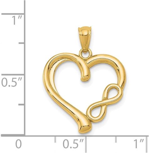 Jewelry Affairs 14K Real Solid Yellow Gold Infinity Symbol Heart Pendant Charm in Saudi Arabia