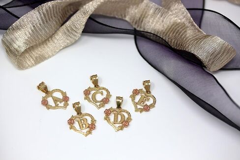 14k Beautiful Two-Tone Initial Heart Pendant for Women in Yellow and Rose Gold - Letter Y in Saudi Arabia