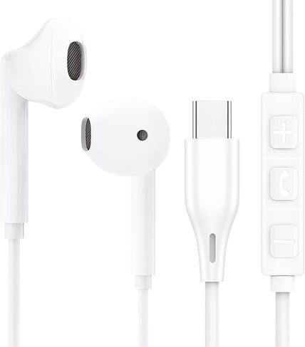 سماعات رأس USB C سلكية لأجهزة iPhone 16 15 وiPad Pro Air Mini وسماعات أذن من النوع C لأجهزة iPad 10th وMacBook وLenovo وDell وسماعات أذن USBC سلكية لـ Google Pixel وSamsung وميكروفون والتحكم في مستوى الصوت in Saudi Arabia
