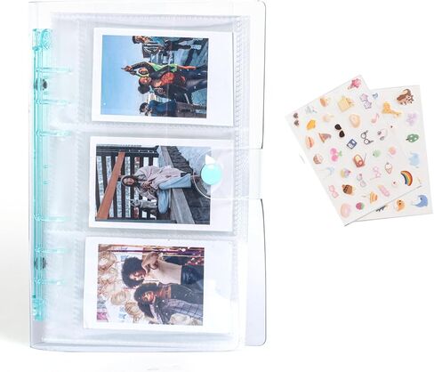 Clear Photo Album, 120 Pockets Kpop Photocard Binder for Fujifilm Instax Mini Film 12/11/90/8/7/SE/99, for Polaroid Snap/Kodak Mini Photo Book with Stickers - Clear Pink in Saudi Arabia