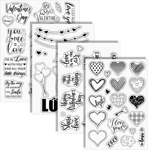 Arbuya Valentines Day Clear Stamps مجموعة لصنع البطاقات أو اليومية ، وأنواع مختلفة من القلوب الطوابع المطاطية السيليكون للمجلات الورقية الحرف الورقية الحرف الطينية in Kuwait