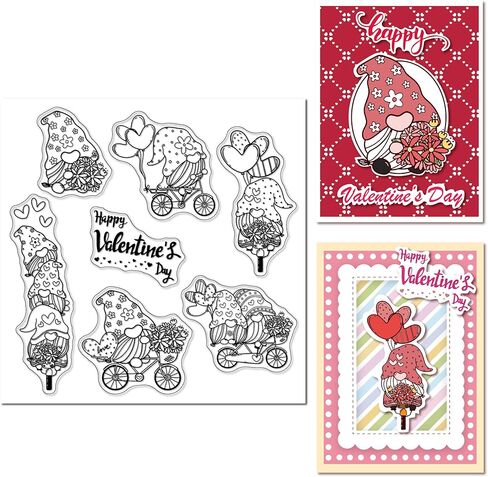 Arbuya Valentines Day Clear Stamps مجموعة لصنع البطاقات أو اليومية ، وأنواع مختلفة من القلوب الطوابع المطاطية السيليكون للمجلات الورقية الحرف الورقية الحرف الطينية in Kuwait