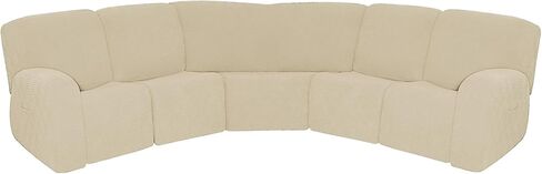 7 قطع من أغطية الأريكة القابلة للتمدد من قماش الجاكار 5 مقاعد غطاء أريكة زاوية على شكل حرف L أغطية أريكة مقسمة للأريكة مضادة للانزلاق حامي الأثاث سميك ناعم قابل للغسل (بيج) in Kuwait