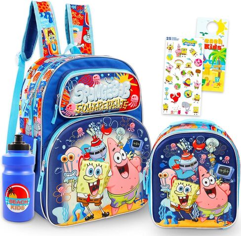Nickelodeon Spongebob Squarepants Backpack with Lunch Box for Kids - Bundle with 16" School Bag, Lunch Box, and More | Spongebob School Supplies for Boys, Girls in Saudi Arabia