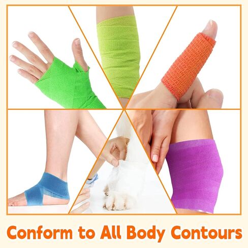72 Pcs Self Adhesive Bandage Wrap, 2 Inch X 5 Yards Athletic Elastic Cohesive Bandage, Breathable Color Athletic Tape, Self-Adherent Tape, Stretch Sports Wrap for Wrist Ankle Sprains, 24 Color in Saudi Arabia