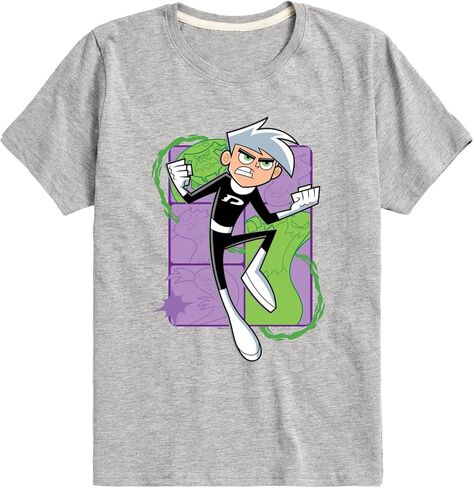 Hybrid Apparel Danny Phantom - Danny Phantom Jumping - تي شيرت برسومات للأطفال والشباب بأكمام قصيرة in Kuwait