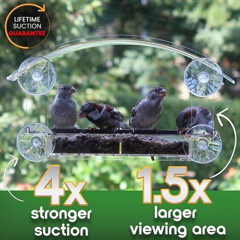 Window Bird Feeder with Strong Suction Cups - (Upgraded 2024 Model) Bird Feeder Window for Cats, Clear Acrylic Bird Feeder for Viewing Bird House Gift in Saudi Arabia