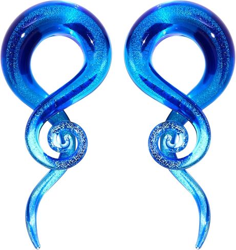 Stuppendux 2pc Ear Glass Spiral Tapers Plugs Tunnels Expander Hanger Gauges Earrings Stretching Body Piercings Jewelry Gauges 4G-1/2'' 5MM-12MM in Kuwait
