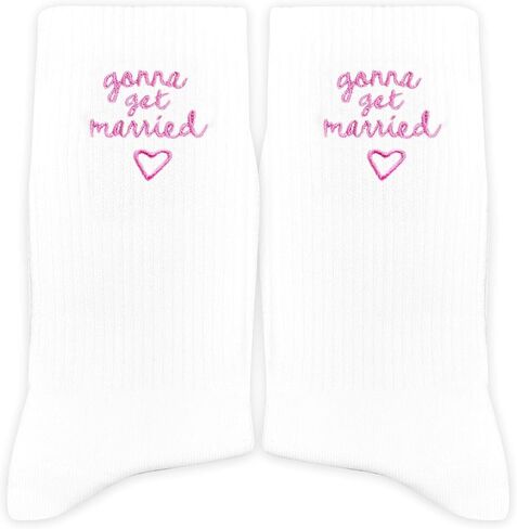Gonna Get Married' Bride Embroidered Socks with Pink Heart – Bride to Be Gifts for Engagement Party, Bridal Shower, Wedding, etc.(033) in Kuwait