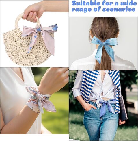 7 Pack Scarf Bags for Women, Narrow Scarf Hair & Neck Scarves Fashion Lightweight Handbag Scarves Skinny Long Bandana in Saudi Arabia