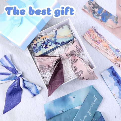 7 Pack Scarf Bags for Women, Narrow Scarf Hair & Neck Scarves Fashion Lightweight Handbag Scarves Skinny Long Bandana in Saudi Arabia