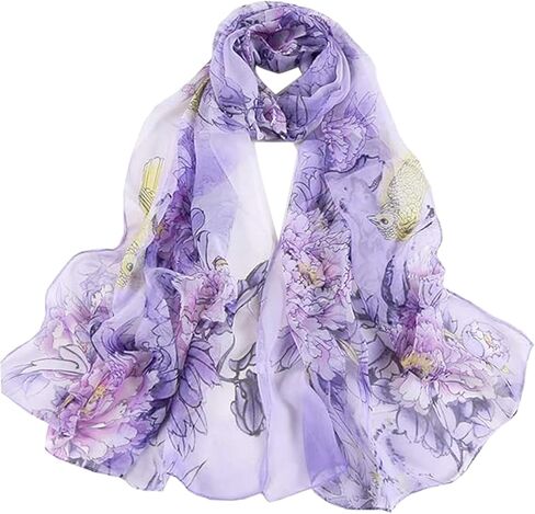 Fashion Scarf for Women Lightweight Sheer Floral Chiffon Scarf Shawls Thin Fall Winter Ladies Neck Scarves in Saudi Arabia