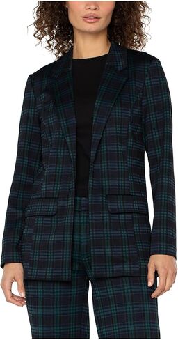 Liverpool Womens Plaid Knit Jacquard Boyfriend Blazer in Saudi Arabia