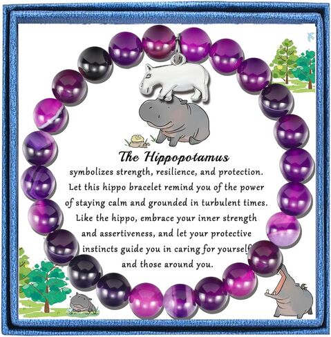 PARTNER Hippo Gifts for Women and Men Hippo Bracelets for Women and Men Natural Gemstone Beaded Bracelets for Hippopotamus Lovers in Saudi Arabia