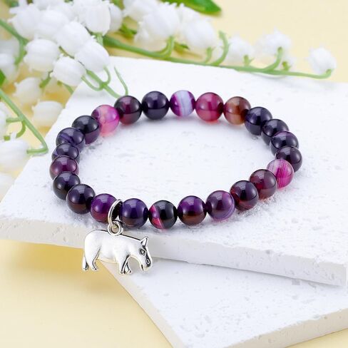 PARTNER Hippo Gifts for Women and Men Hippo Bracelets for Women and Men Natural Gemstone Beaded Bracelets for Hippopotamus Lovers in Saudi Arabia