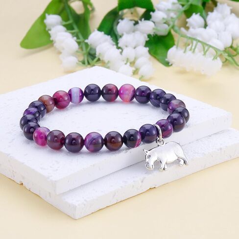 PARTNER Hippo Gifts for Women and Men Hippo Bracelets for Women and Men Natural Gemstone Beaded Bracelets for Hippopotamus Lovers in Saudi Arabia