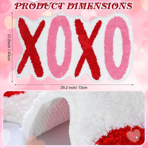Boao Valentine's Day Rug XOXO Love Bathroom Rug 17 x 29 Inch Non-Slip Floor Mat for Bathroom Kitchen Soft Absorbent Bath Mat Indoor Floor Carpet Bath Room Decor Valentine Gift in Saudi Arabia