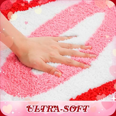 Boao Valentine's Day Rug XOXO Love Bathroom Rug 17 x 29 Inch Non-Slip Floor Mat for Bathroom Kitchen Soft Absorbent Bath Mat Indoor Floor Carpet Bath Room Decor Valentine Gift in Saudi Arabia