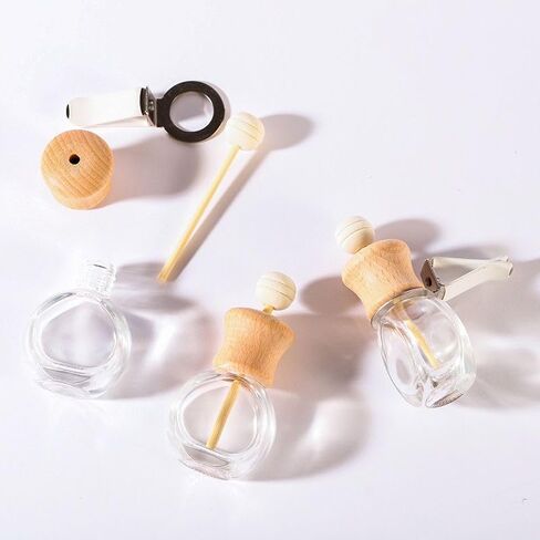 قطعتان من موزع الزيوت العطرية، زجاجة معطر هواء زجاجية فارغة قابلة للحمل لتزيين فتحة التهوية، زجاجة عطر لتزيين الروائح العلاجية، أبيض، قطعتان in Saudi Arabia