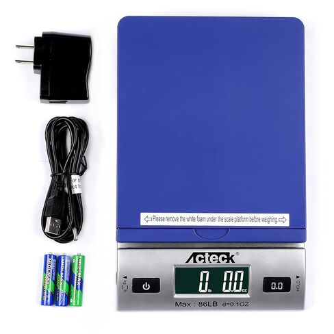 Acteck A-808 100LB x 0.1OZ الشحن الرقمي والمقياس البريدي، الفولاذ المقاوم للصدأ، التصميم الحديث، محول تيار متردد للبطاريات وشريط قياس متضمن in Kuwait