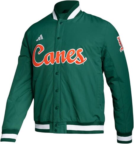 adidas Unisex Miami Hurricanes Green Canes Insulated Lightweight Coaches Jacket, DARK GREEN, MEDIUM in Saudi Arabia