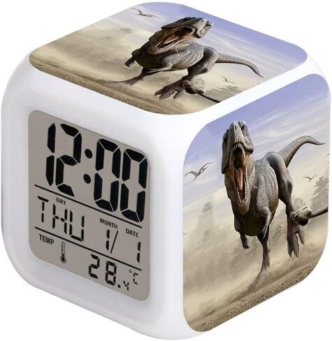 MINZEN LED Alarm Clock Tyrannosaurus Rex Dinosaur Desk Table Glowing Electronic Colorful Digital Clock for Girl Boy Kids Children Bedroom Toy Birthday Present Gift in Saudi Arabia
