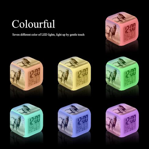 MINZEN LED Alarm Clock Tyrannosaurus Rex Dinosaur Desk Table Glowing Electronic Colorful Digital Clock for Girl Boy Kids Children Bedroom Toy Birthday Present Gift in Saudi Arabia