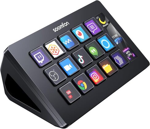 Stream Controller Studio- SOONMFON Studio Control Deck with 15 Macro Keys & Dashboard Customizable LCD Buttons to Trigger Actions in OBS Twitch YouTube Compatible with PC & Mac Removable Stand White in Kuwait