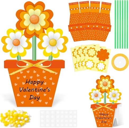 Beyumi Flower Pot Craft Kit - 24pcs عيد الأم في مركبة وعاء زهرة الوردي للأطفال تصنع أسبوعًا خاصًا بتقدير المعلم باقة من الحب. in Saudi Arabia