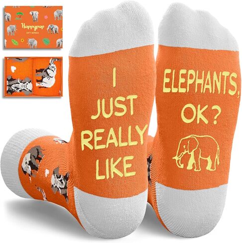 HAPPYPOP Elephant Gifts for Women Men - Funny Socks Unique Cute Elephant Themed Gifts for Friend Animal Lovers in Saudi Arabia