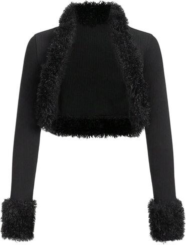 SOLY HUX Women's Fuzzy Open Front Crop Jacket Long Sleeve Knit Cardigan Casual Outerwear Fall Clothes in Saudi Arabia