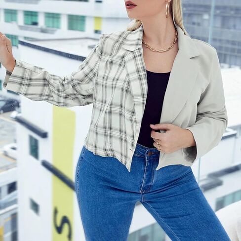 Women’s Plus Size Plaid Flannel Shirt Jacket Long Sleeve Cropped Button Down Fall Fashion Tops in Saudi Arabia
