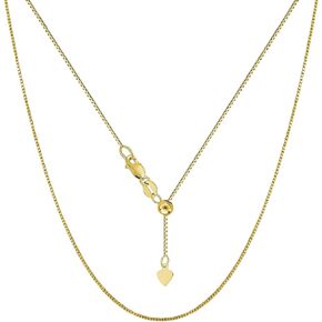 Jewelry Affairs 10k Yellow Real Gold Adjustable Box Link Chain Necklace, 0.7mm, 22" in Saudi Arabia