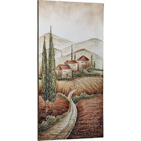 لوحة فنية جدارية من القماش من Touch of Class Tuscan Valley - أخضر، صدأ، عاجي - جبال معدنية لغرفة النوم، غرفة الطعام، غرفة المعيشة، قبو النبيذ، الكرم، المدخل - مرسومة يدويًا in Kuwait