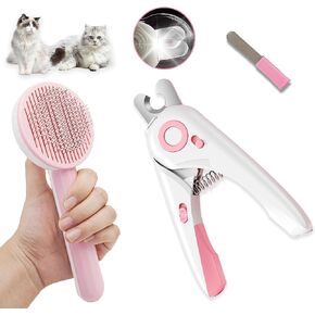 مجموعة 3pcs Cat Grooming ، Mail Clipper Trimmer مع مصباح LED وملف الأظافر ، فرشاة للتسلق ، مشط للقطط ذات الشعر الطويل ، مستلزمات الحيوانات الأليفة والضروريات ، الهدايا لمحبي القط in Kuwait
