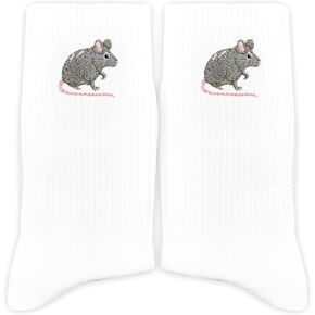 Mouse Embroidered Socks – Cute Animal Lover Gifts for Birthday, Christmas, Cozy Everyday Looks.(061) in Kuwait
