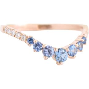 Round Cut Aquamarine Curved Wedding Band V Shape Ring For Women's March Birthstone Stacking Band Mother's Day Gift Diamond Matching Jewelry BY SHEFALIJEWELS in Saudi Arabia