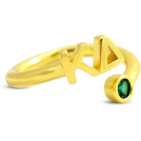 Sorority Shop Kappa Delta Ring- 18k Gold-Plated Wraparound Ring with Green Gemstone and Kappa Delta Greek Letters, Sorority Jewelry Gift in Saudi Arabia