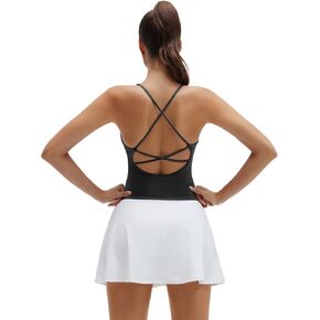 SUUKSESS V Neck Padded Longline Sports Bras Workout Open Back Tank Tops in Saudi Arabia