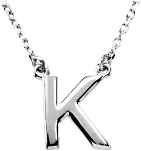 Jewels By Lux Sterling Silver Letter "K" Block Initial 16" Necklace in Saudi Arabia