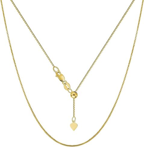 Jewelry Affairs 10k Yellow Real Gold Adjustable Box Link Chain Necklace, 0.7mm, 22" in Saudi Arabia